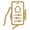 Gold control icon representing simpler everyday routines and fewer steps.