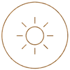 Sun icon representing comfortable daily living enhanced by thoughtfully designed illumination.