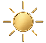 Sun icon representing automated shade control for afternoon sunlight