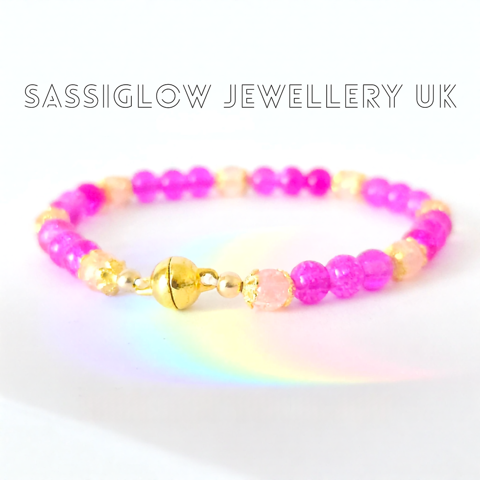 Thumbnail: Fuchsia and Pink Crystal Glass Bracelet with Magnetic Clasp