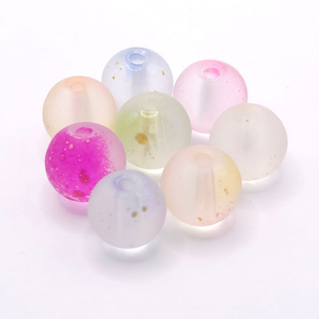 8mm Pastel Mix Frosted Glass Beads for Jewellery Making