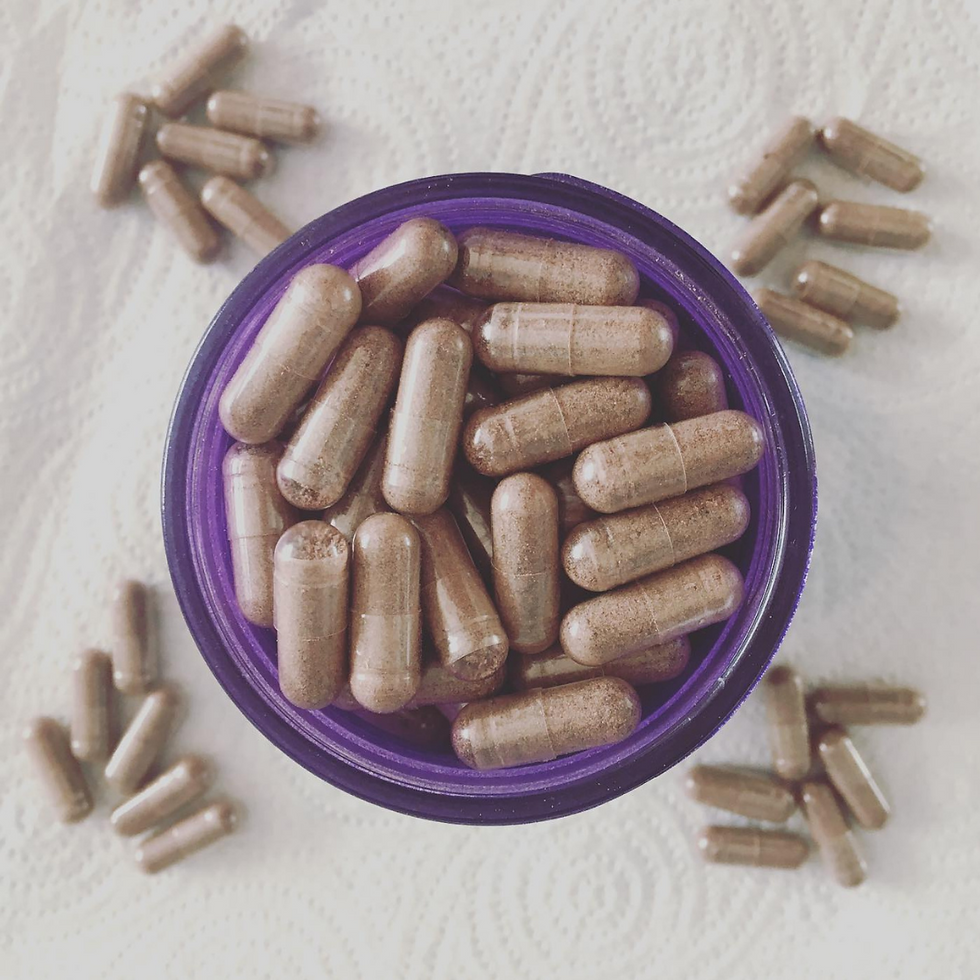 Placenta pills in a purple jar