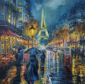 Paris nocturne  sous la pluie 