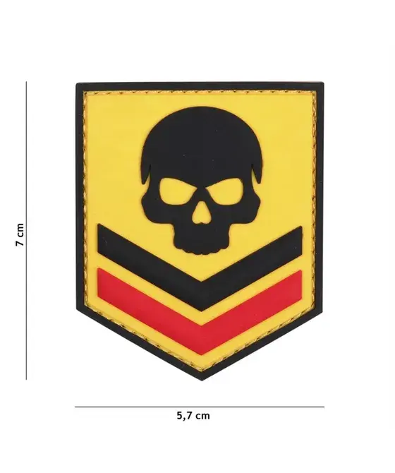 Embleem 3D PVC België skull geel
