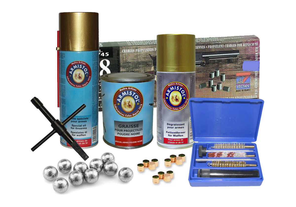 RELOADING AND MAINTENANCE PACK FIRST PURCHASE BLACK POWDER Caliber 44 PIETTA