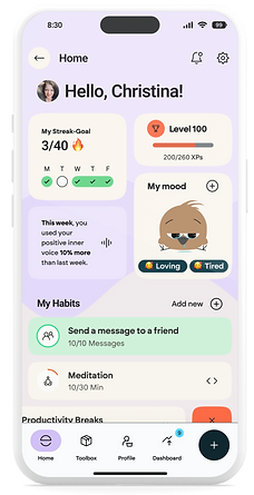 Home Screen rise mental health app