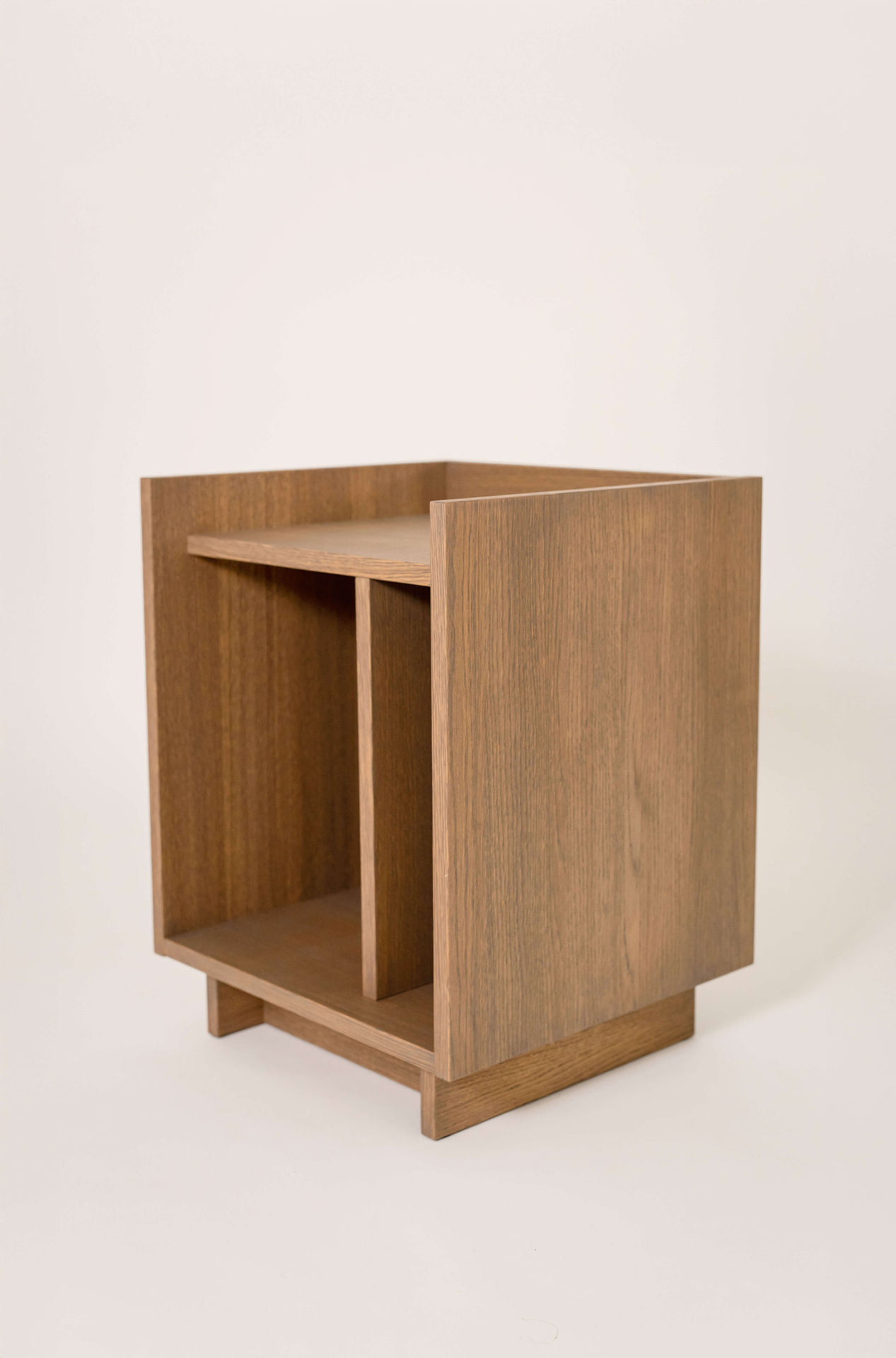 Wooden bookcase with shelves and dividers
