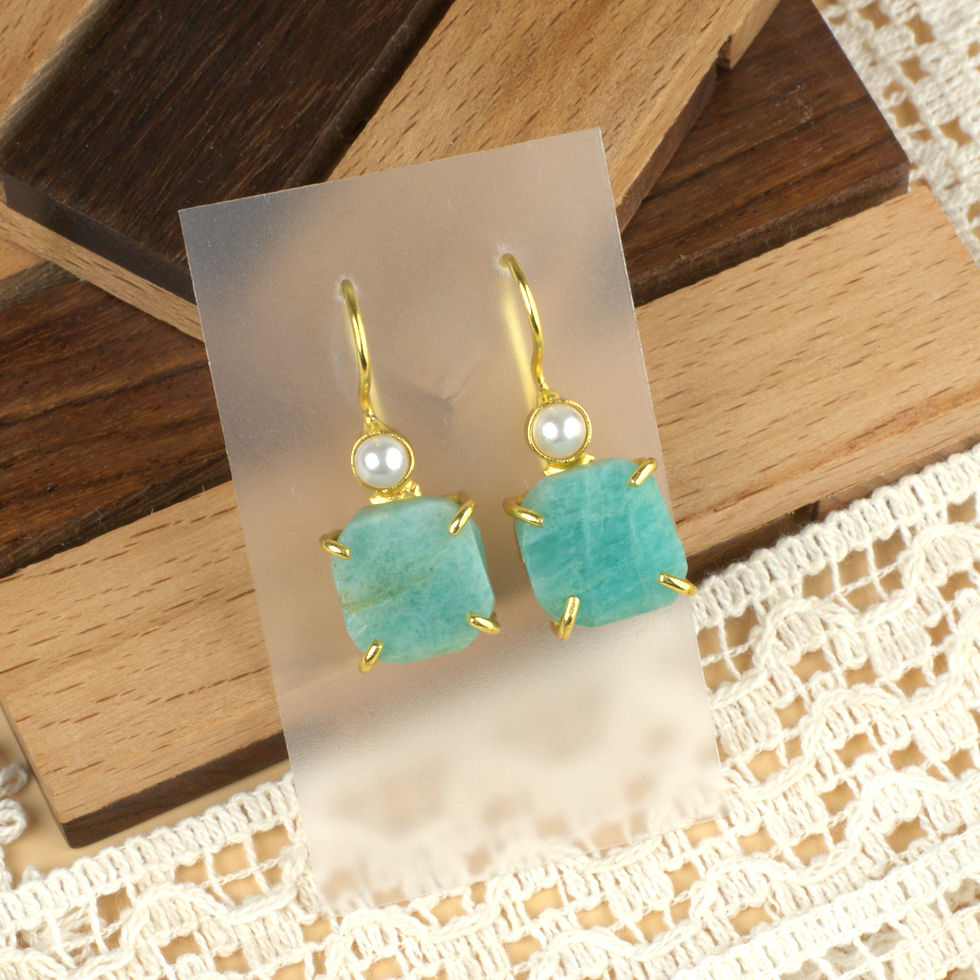 Raw Stone Pearl Hook Earring