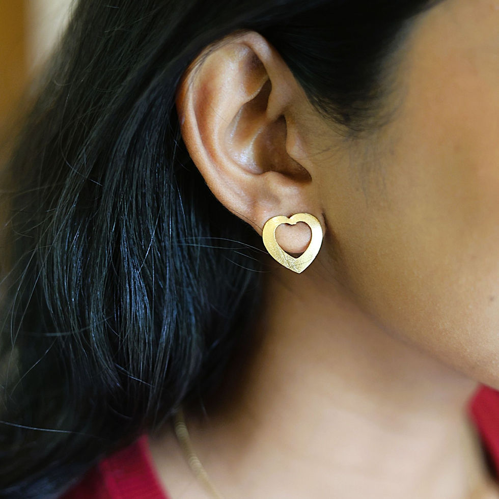 Love Heart Studs in Gold