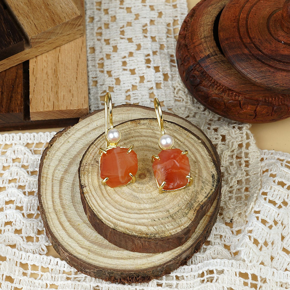 Melisa Raw Stone Pearl Stud