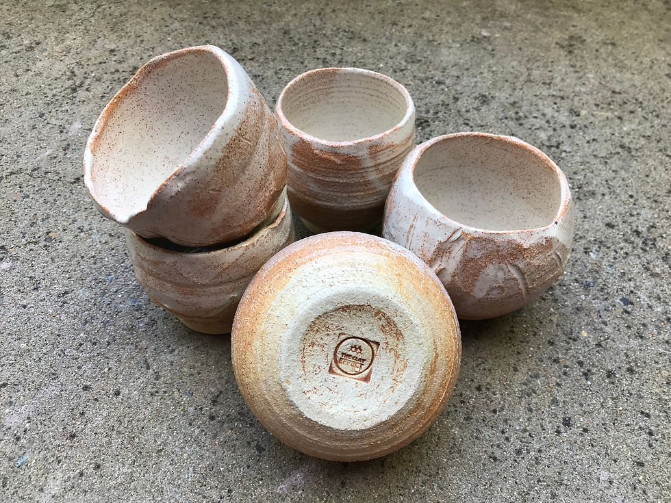 Kurinuki pots small, wheel thrown group of five top view.jpeg