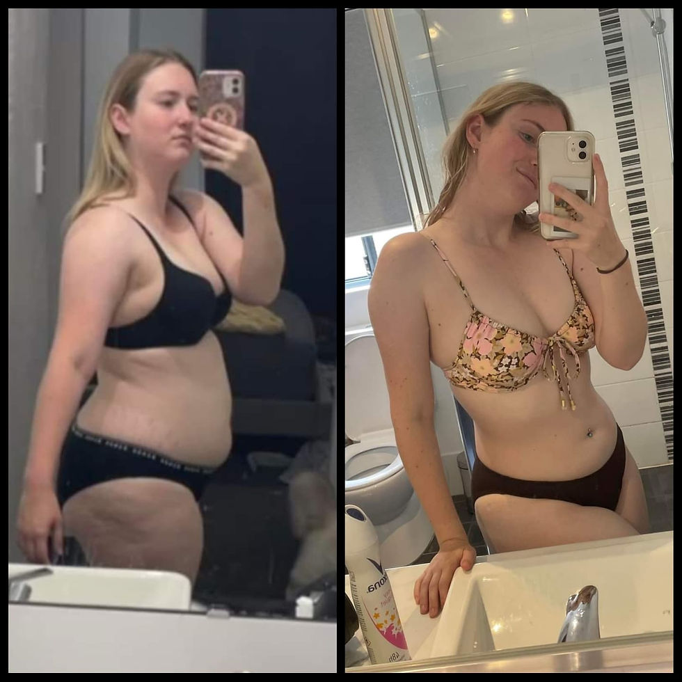 Female fat loss transformation photo.