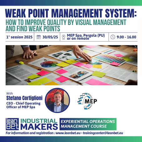 🔧 INDUSTRIAL MAKERS | Pergola, 30 maggio 2025 Weak Point Management System con Stefano Cortiglioni