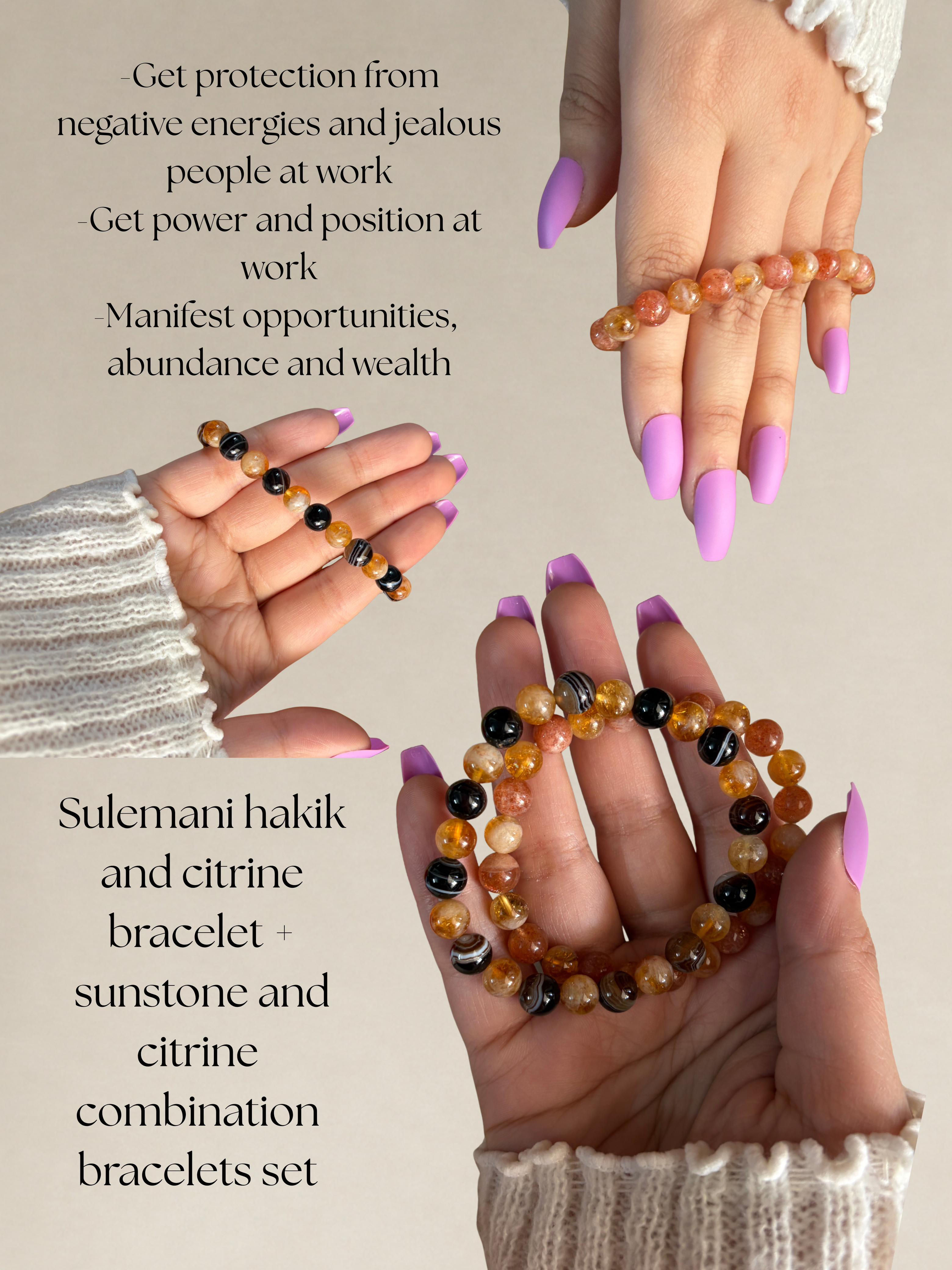 Power, position, protection and abundance at work bracelets (set of 2)