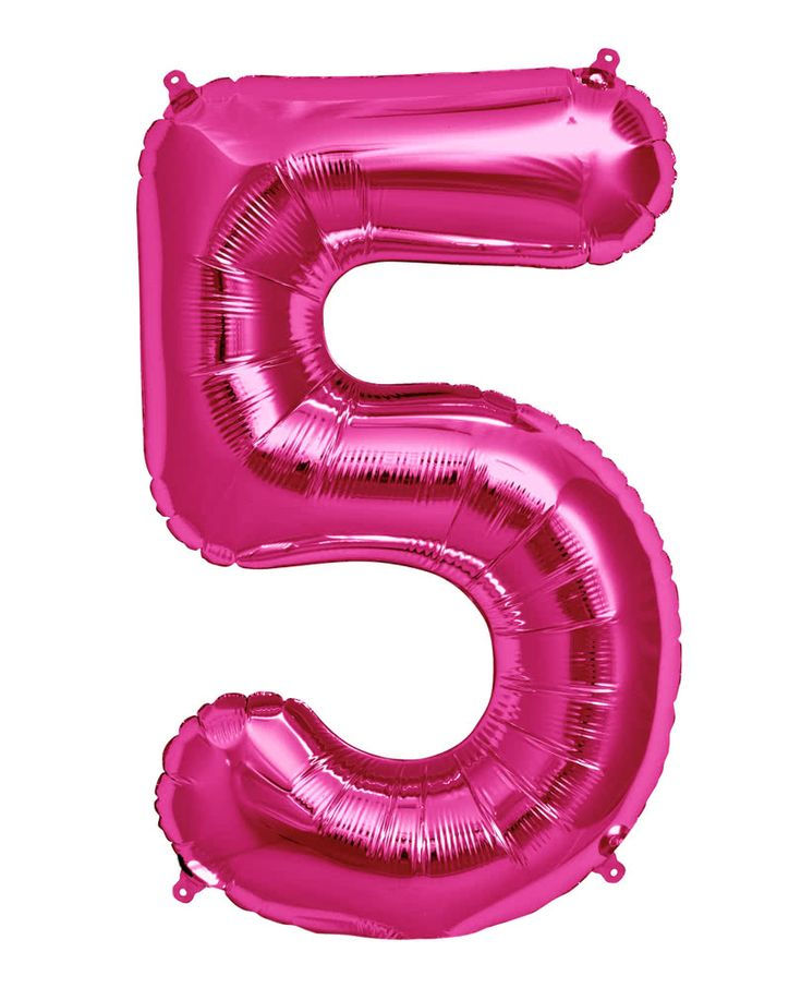 Large Number Five Balloon / Pink