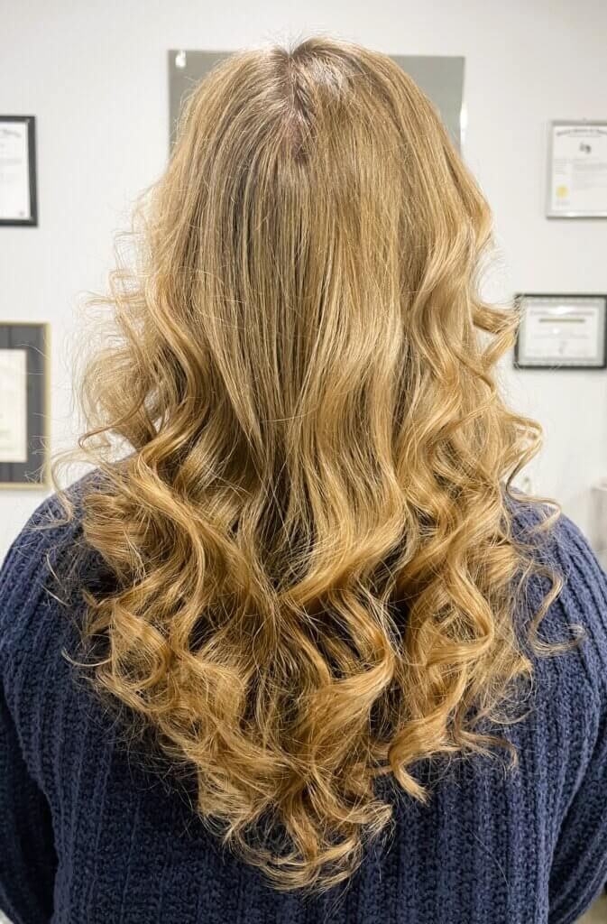 Long layered Butterscotch blonde highlights