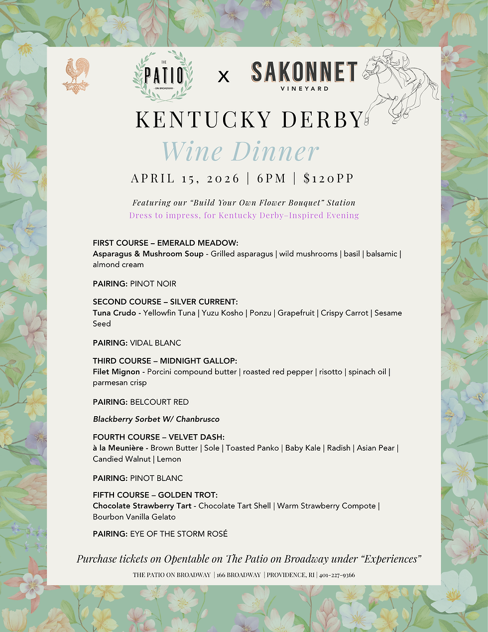 Kentucky Derby Sakonnet Wine and Dinner tasting