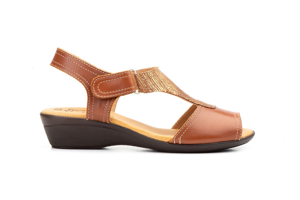 Sandalias Mujer Piel Cuero Cuña