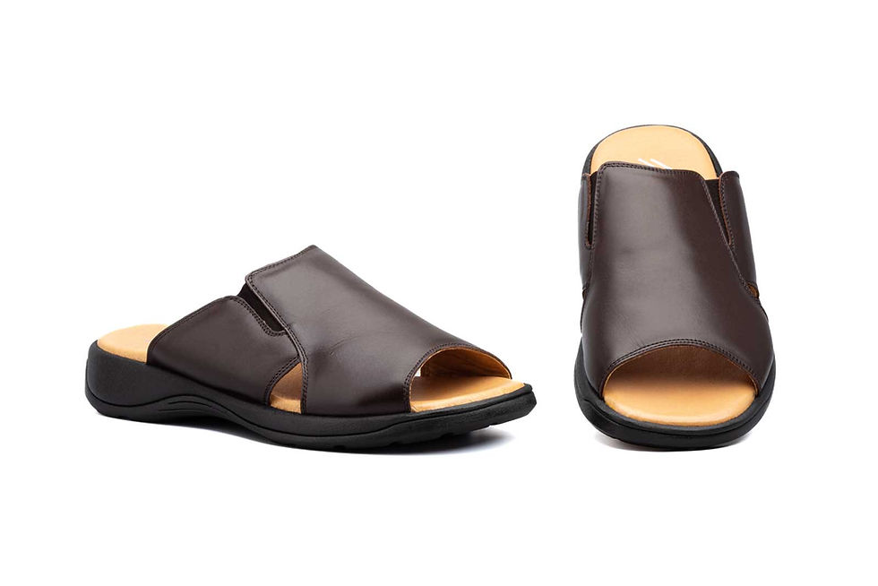 Sandalia Hombre Piel Negro Elásticos