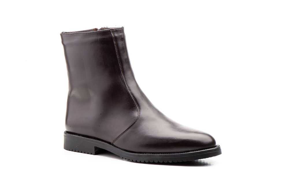 Botines Hombre Piel Marrón Cremallera Boreguillo Pelo