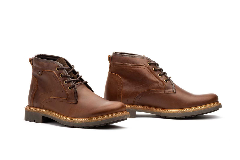 Botín para Hombre de Piel color Camel con Cordones