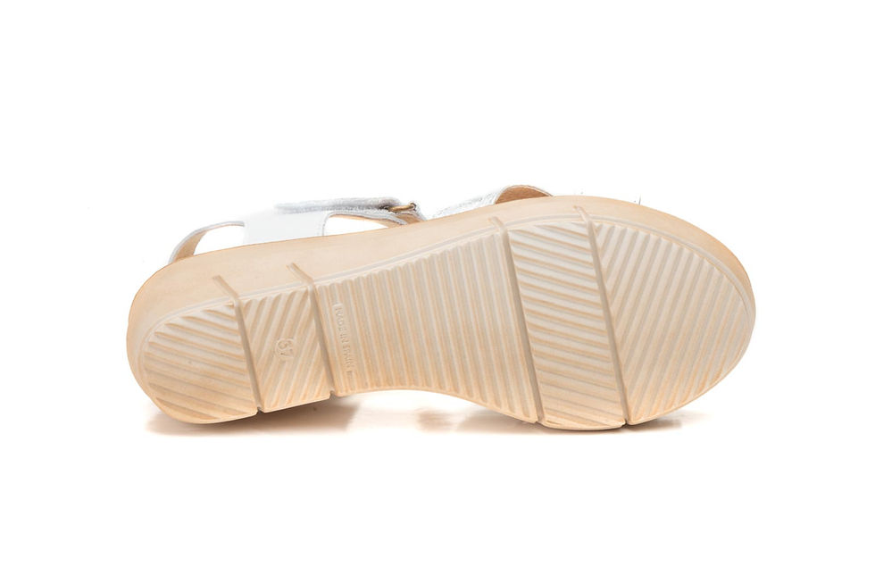 Miniatura: Sandalias Mujer Piel Blanco Plata Velcro Cuña Gel
