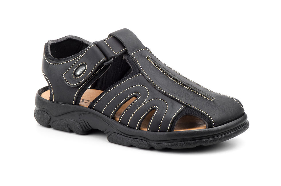 Sandalia Californiana Bio Hombre Piel Negro Morxiva