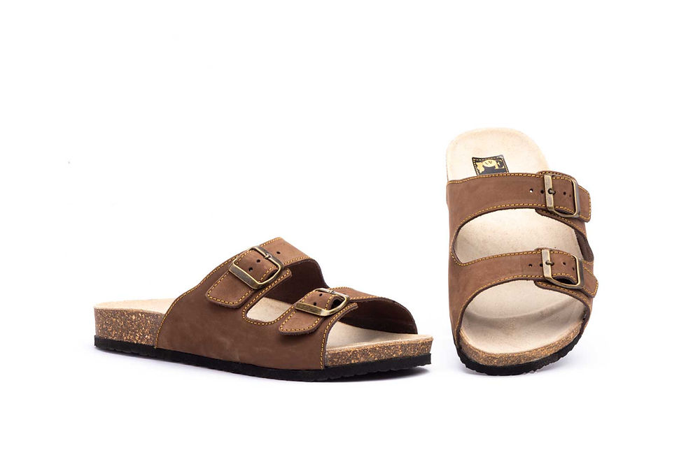 Sandalias Bio Hombre Piel Marino Hebilla