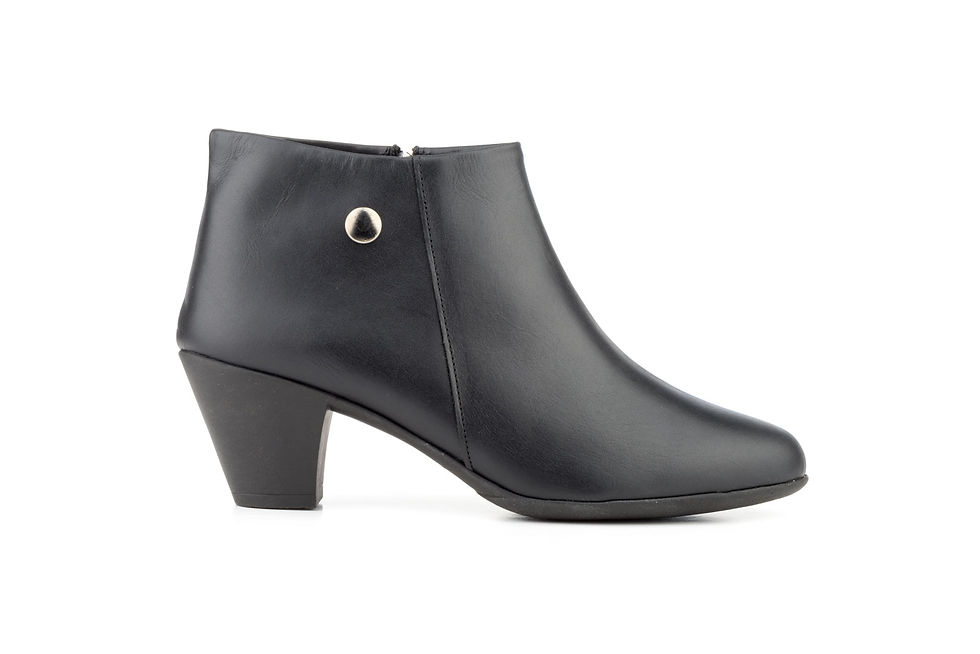Botines Mujer Piel Negro Tacón Cremallera