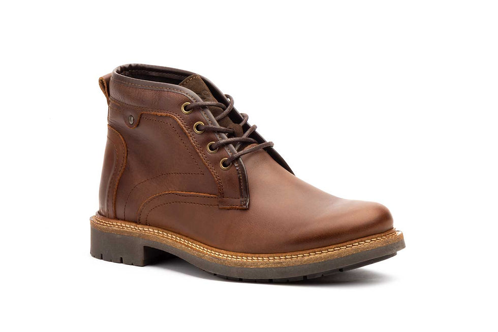 Botín para Hombre de Piel color Camel con Cordones