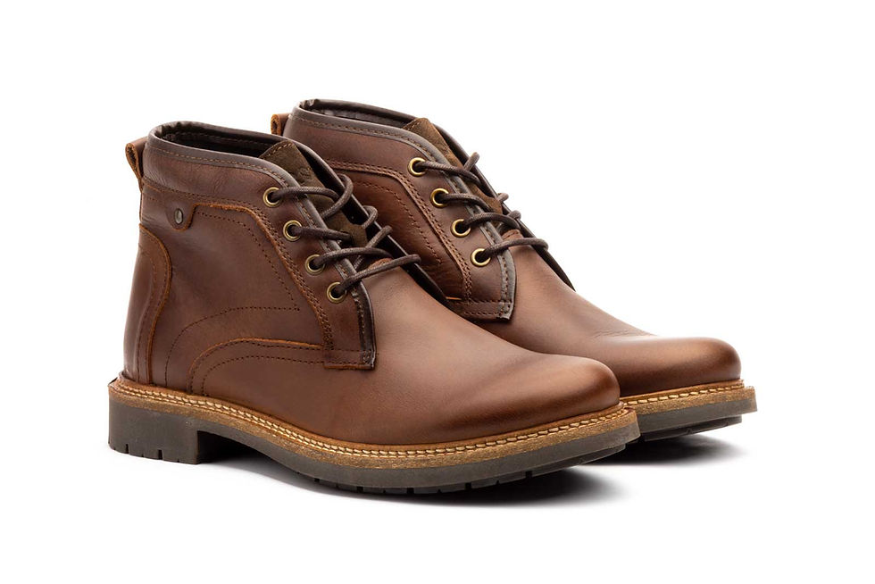 Miniatura: Botín para Hombre de Piel color Camel con Cordones