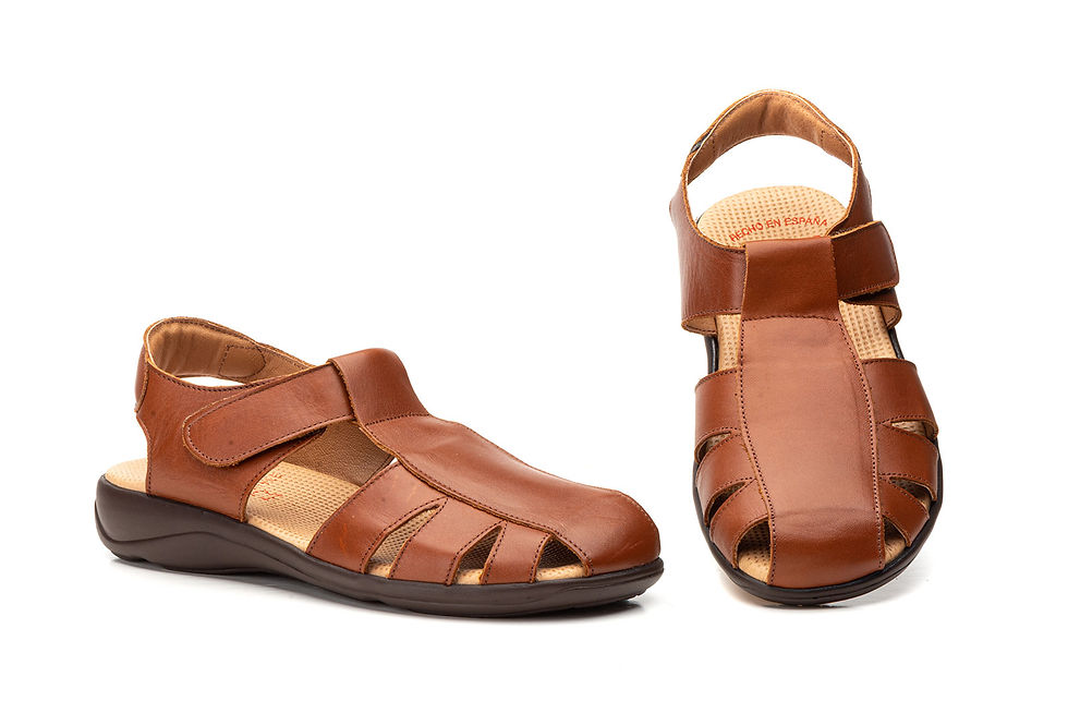 Sandalias Hombre Piel Negro Duendy