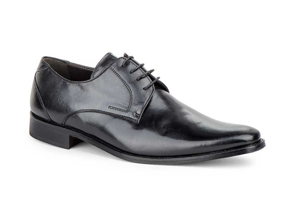 Zapatos Hombre Piel Negro Cordones Suela de Cuero