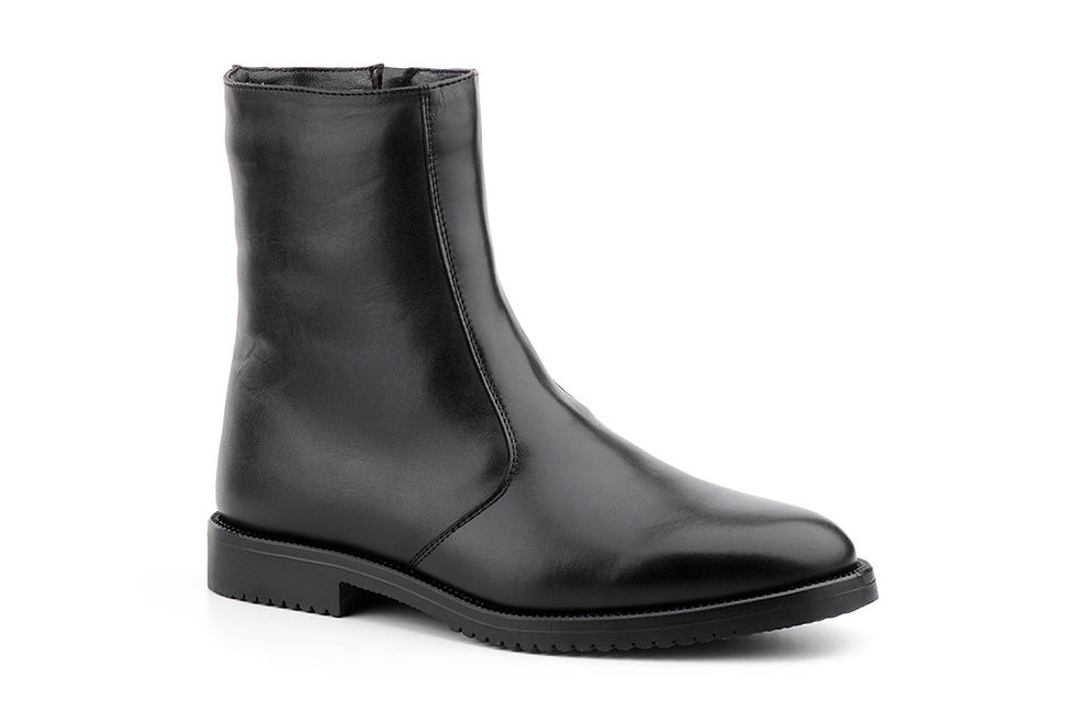 Botines Hombre Piel Negro Cremallera Boreguillo Pelo