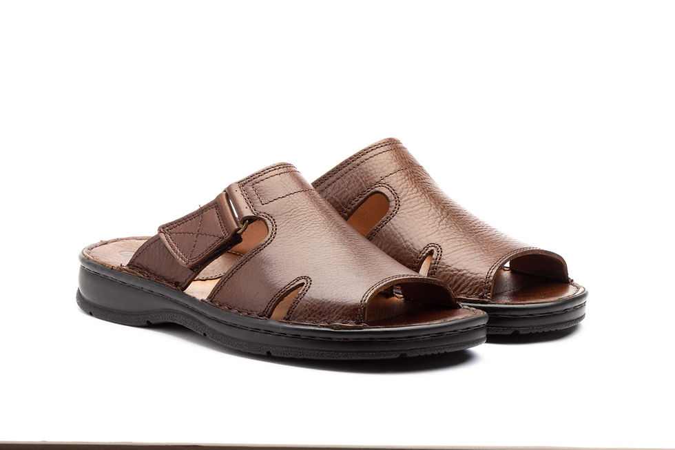 Sandalias Hombre Piel Negro Velcro