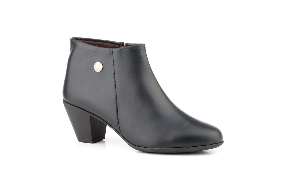 Botines Mujer Piel Negro Tacón Cremallera