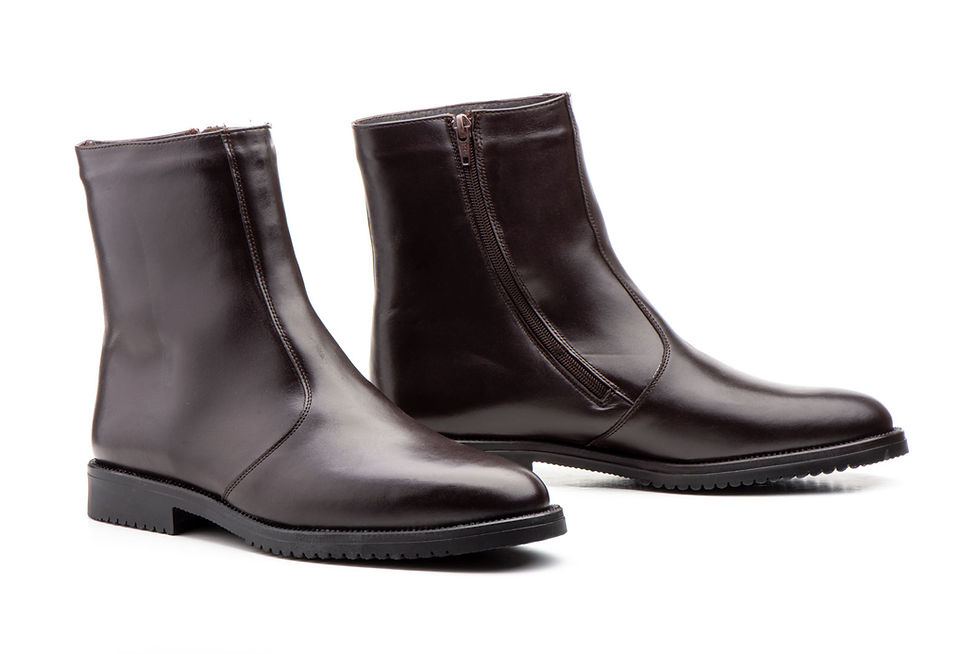 Botines Hombre Piel Marrón Cremallera Boreguillo Pelo
