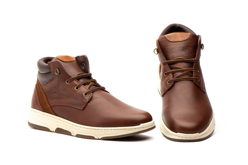 Botín Hombre Piel Marrón Cordones