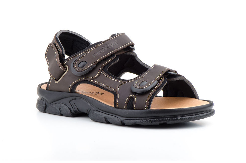 Sandalias Hombre Piel Negro Correa Desmontable