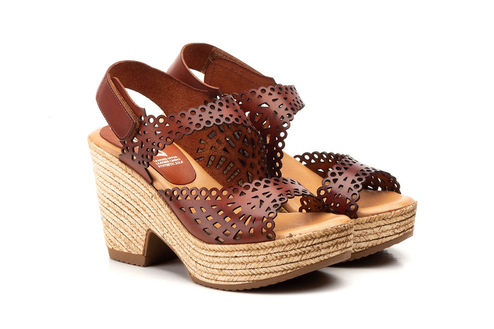 Sandalias Mujer Piel Roble Lasér Plataforma Xbonita