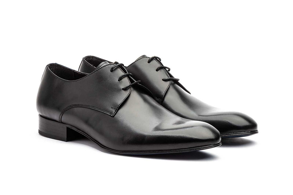 Zapatos Hombre Piel Negro Suela de Cuero