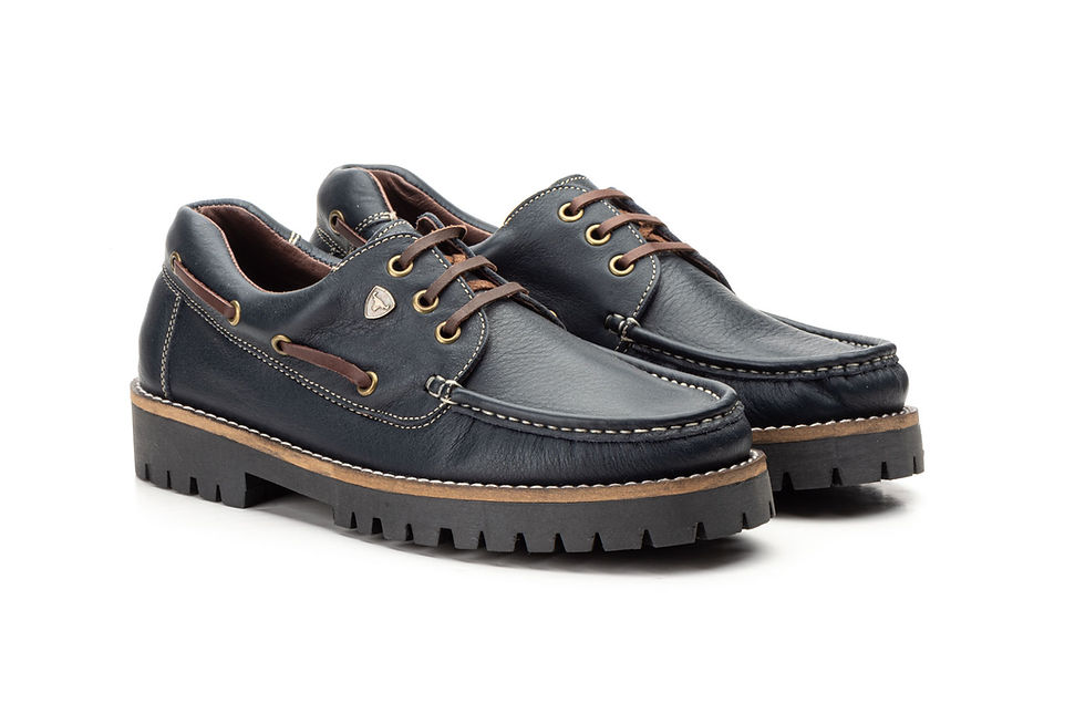 Zapatos Náuticos Hombre Piel Marino
