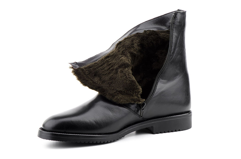 Botines Hombre Piel Negro Cremallera Boreguillo Pelo