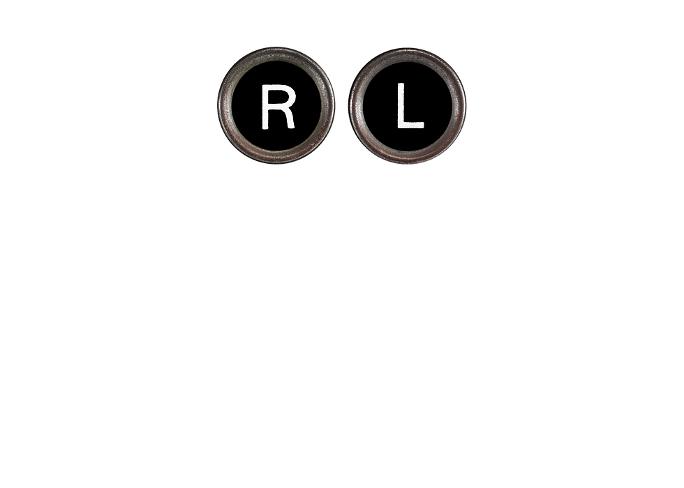 The R and L typewriter keys from an old typewriter, representing the author's initials.