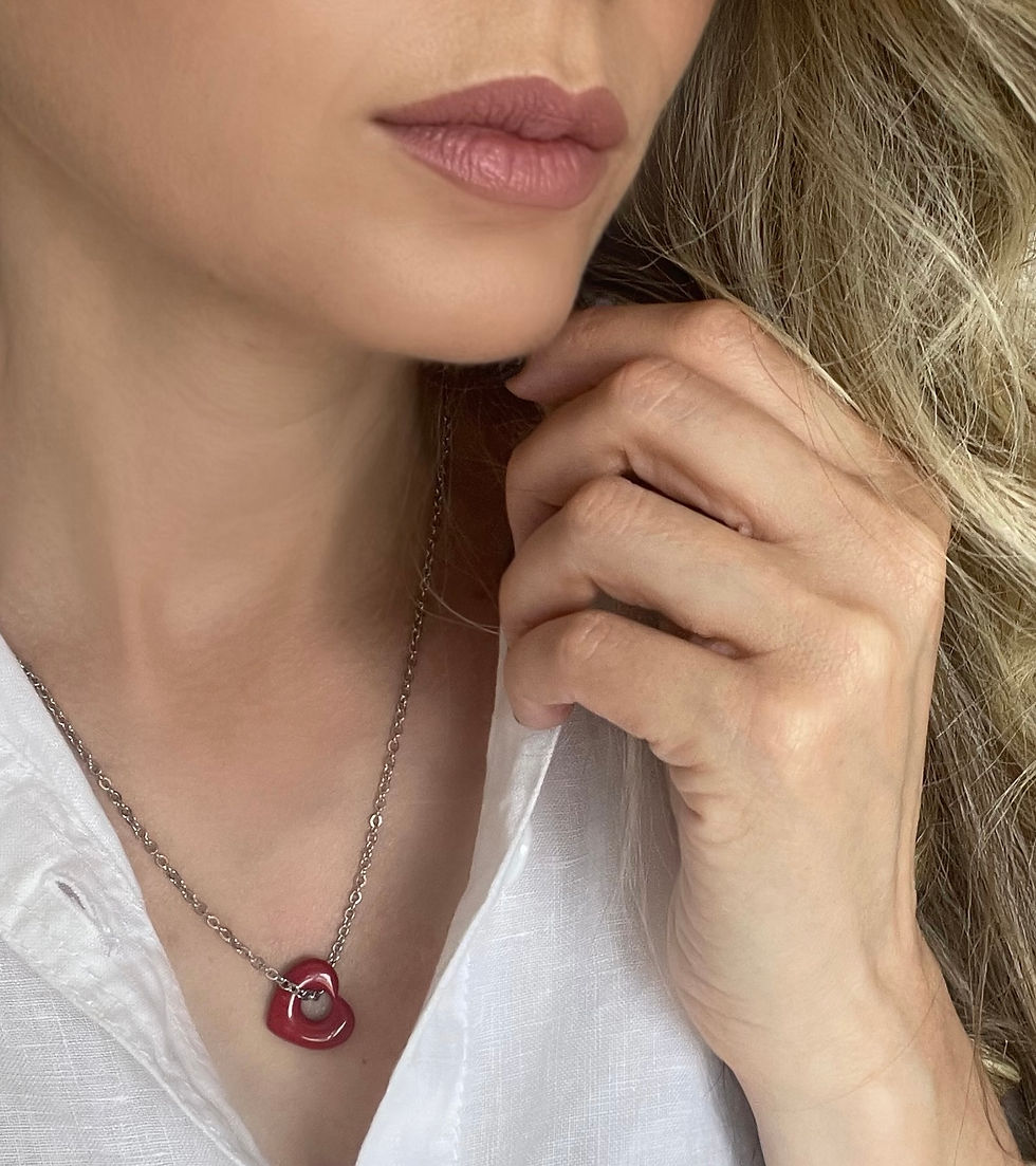 שרשרת כסופה לב אדום