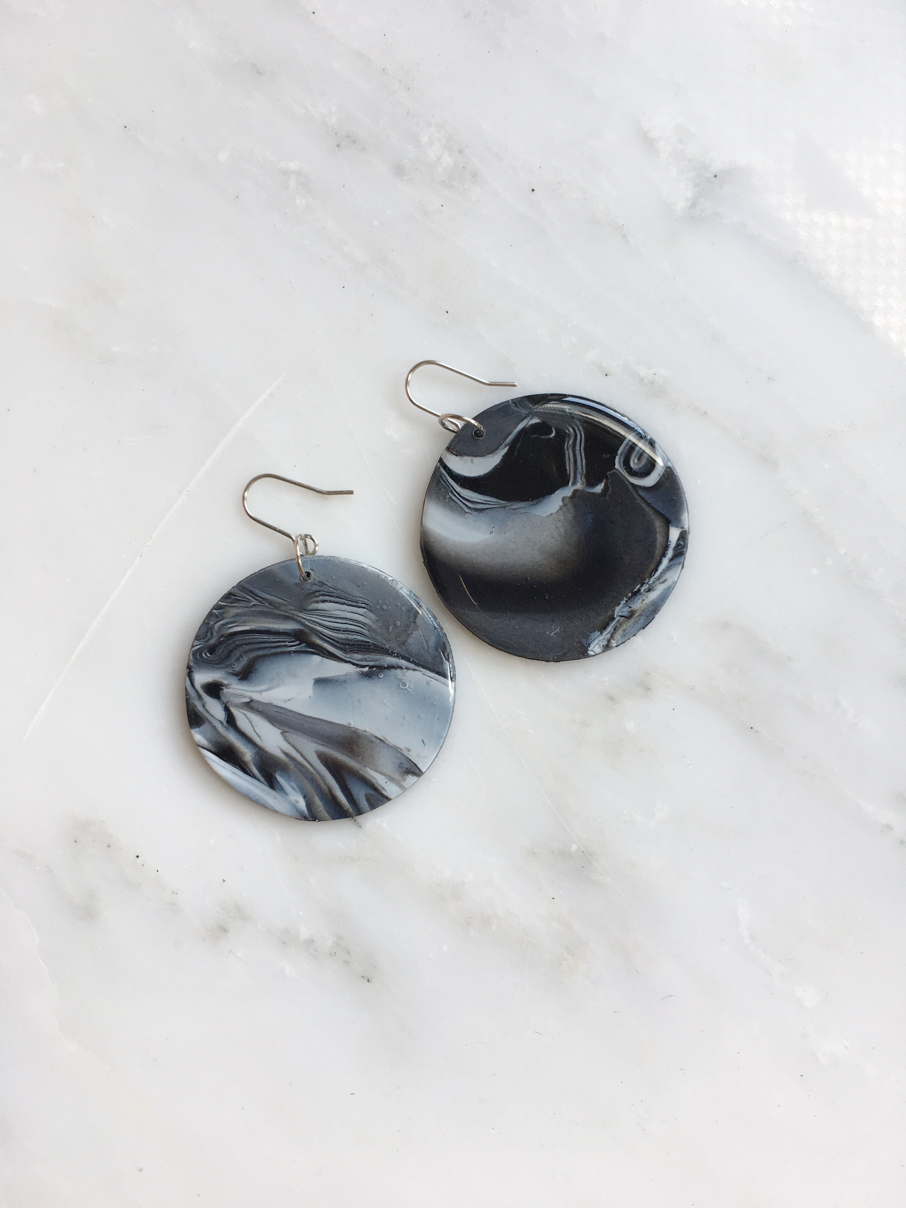 B&W Moon Earrings II