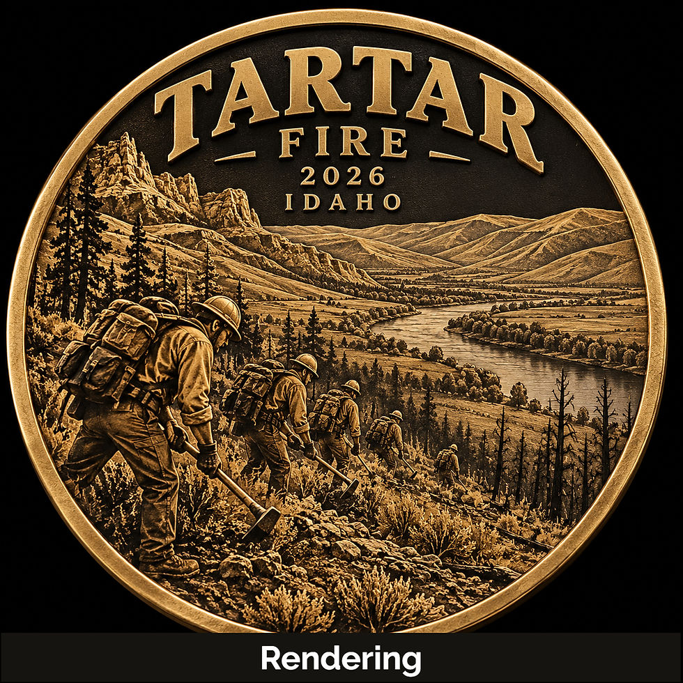 Tartar Fire, ID 2026 commemorative challenge coin design rendering