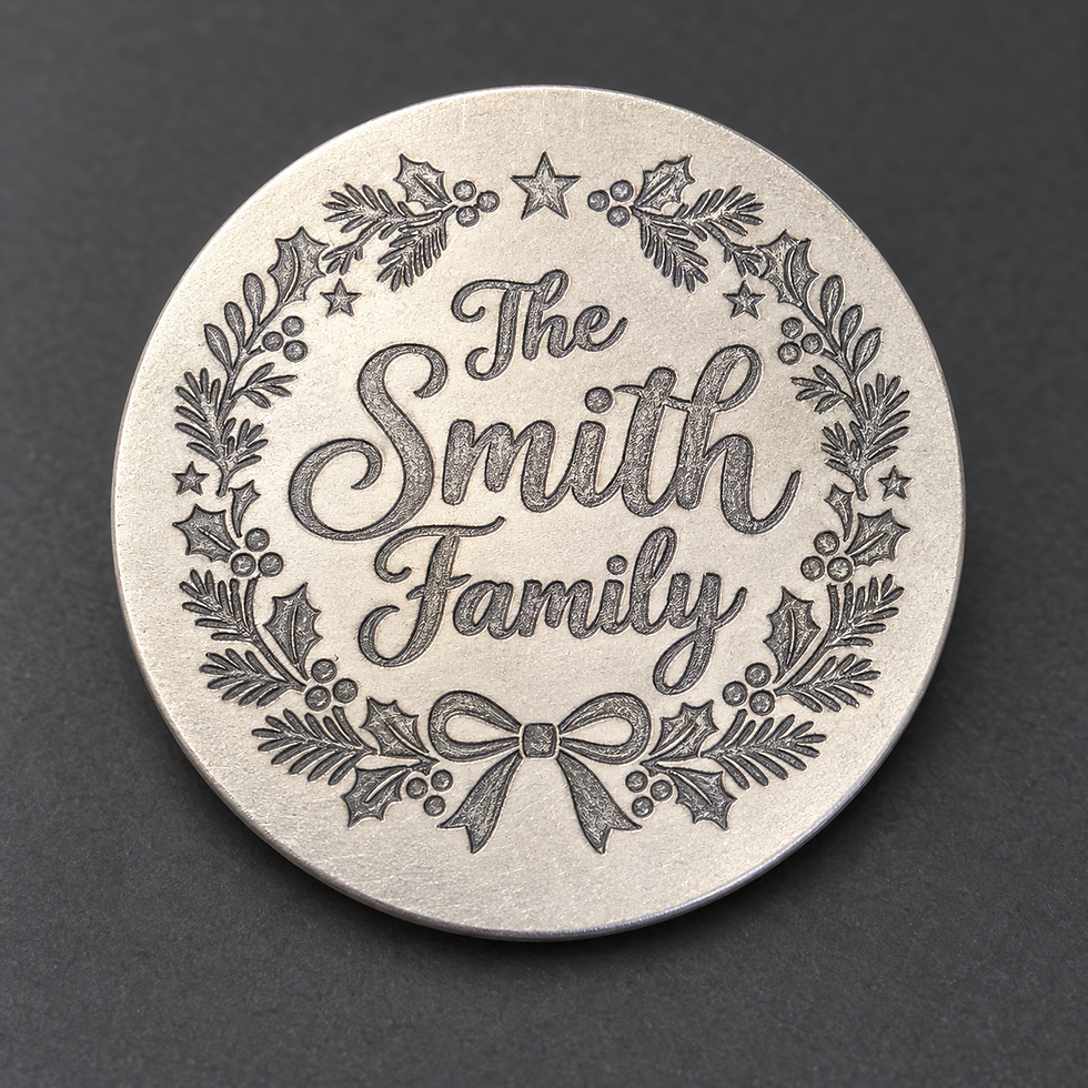 Example of optional personalized back engraving, additional five dollars