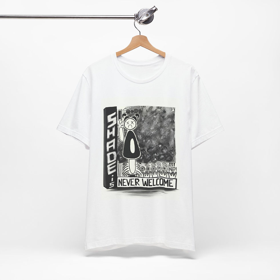 Thumbnail: 'Shade's Never Welcome' Unisex Graphic Tee, Black & White 