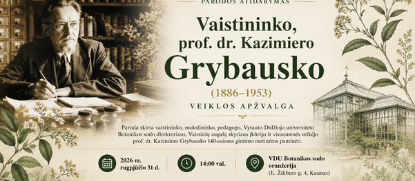 Kviečiame į parodos atidarymą „Vaistininko, prof. dr. Kazimiero Grybausko (1886–1953) veiklos apžvalga“